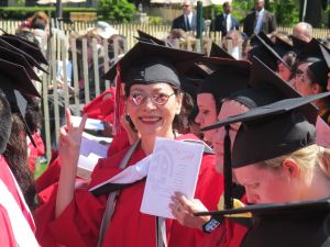 Ellen Young achieving her "American Dream" and graduating with a master's degree at 58. 